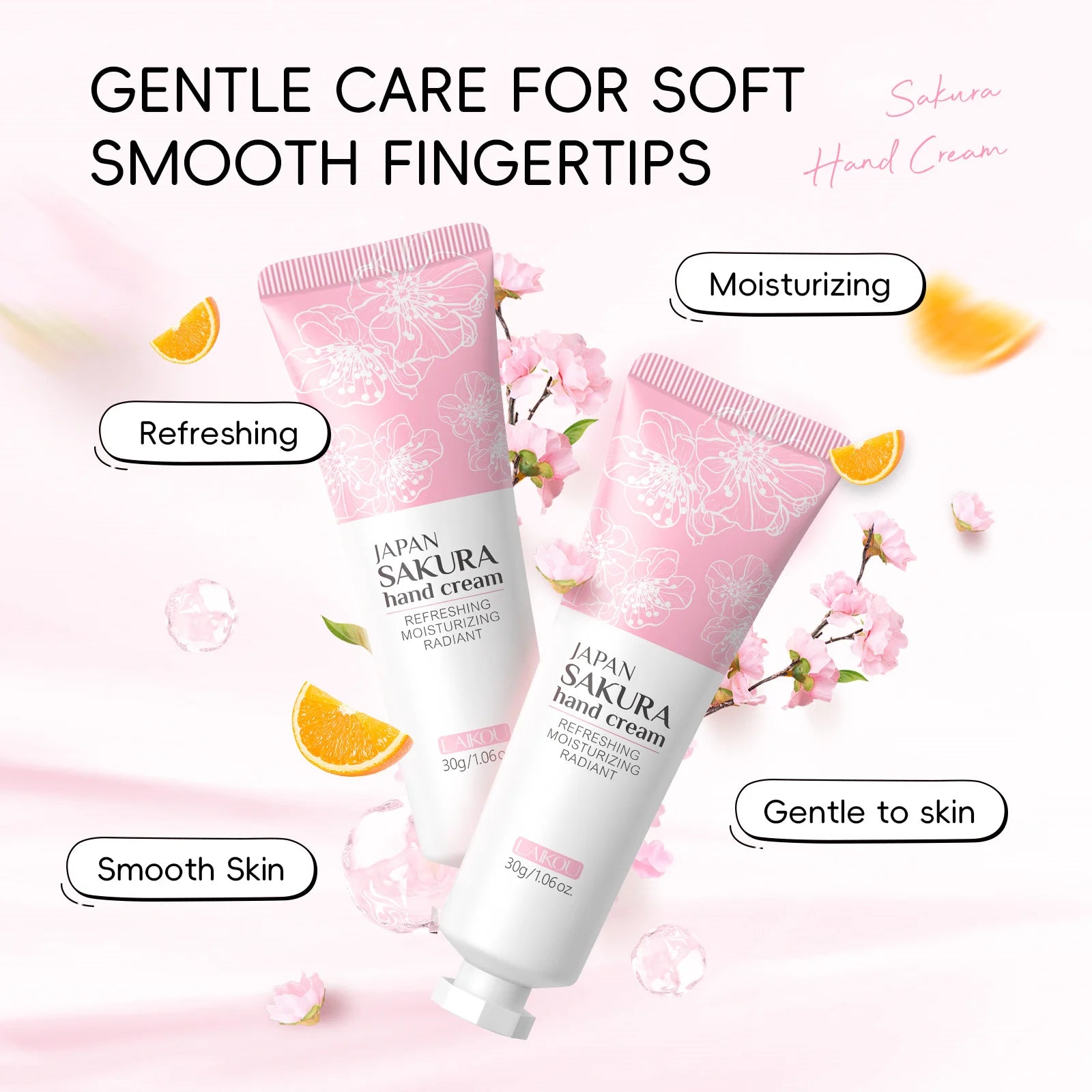 LAIKOU Sakura Hand Cream Hydrating Moisturizing Nourishing Smoothing Brightening Repairing Non‑Greasy For Dry Rough Skin 30g