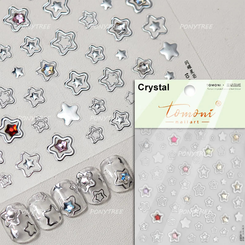 Geometric Lines Star Love Heart Chain Silver Gold Lava Letter Flower Growth Ring Number 5D DIY Nail Art Stickers Manicure Decals