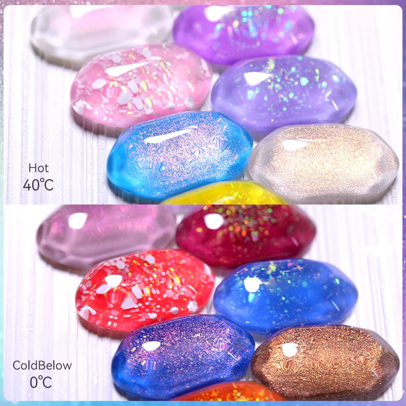 LILYCUTE 7ML Auroras Glitter Thermal Gel Nail Polish Temperature Color Changing Semi Permanent Soak Off Nail Art UV Gel Varnish