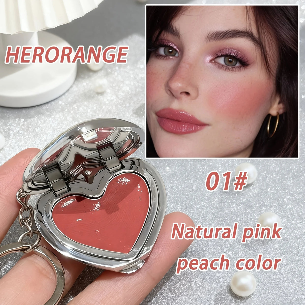 Heart Pendant Blush Cream Waterproof Long Lasting Smooth Texture Natural Makeup Holiday Gift