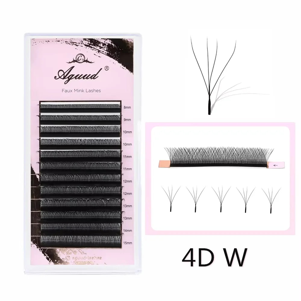 NEW L M Brown 3D Fairy Lashes 3D W Sandwich Hand Woven Premade Fans 3D Spike Clover Lashes Three-Core W Shaped Eyelash Extension
