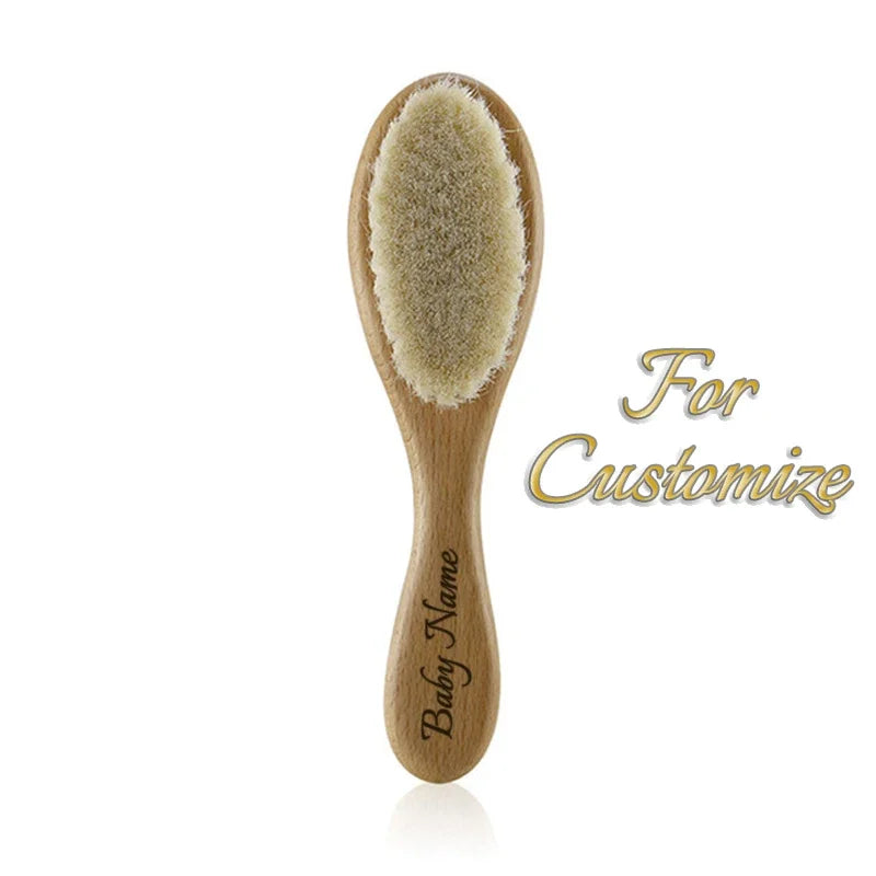 Wooden Baby Brush Wool Comb New Born Hair Brush Infant Head Massager Bath Brush Comb for Kids
