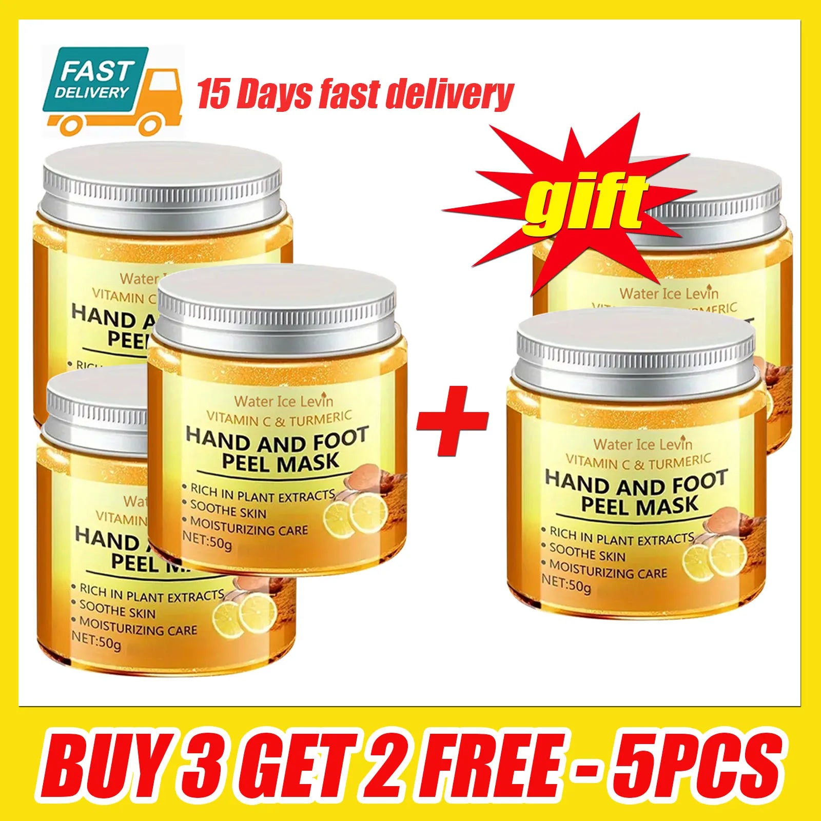 1/3/5/10 Pcs Vitamin C Turmeric Hand and Foot Skin Mask Moisturizing Exfoliating Hand Wax Cream Exfoliating Foot Skin Care