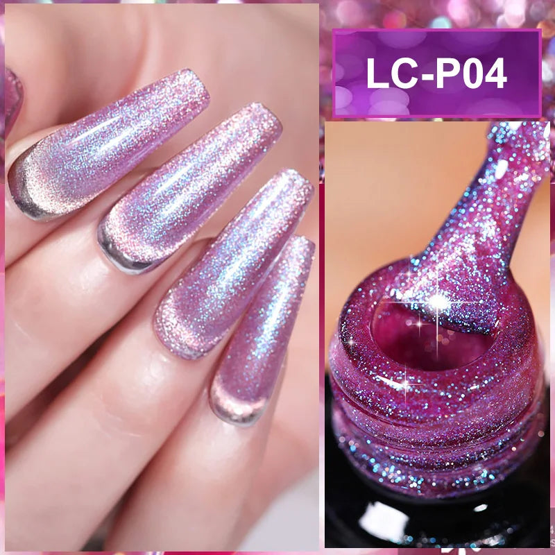 LILYCUTE 7ml 9D Black Crystal Cat Magnetic Gel Nail Polish Laser Silver Glitter Semi Permanent Manicure For Nail Art Gel Varnish