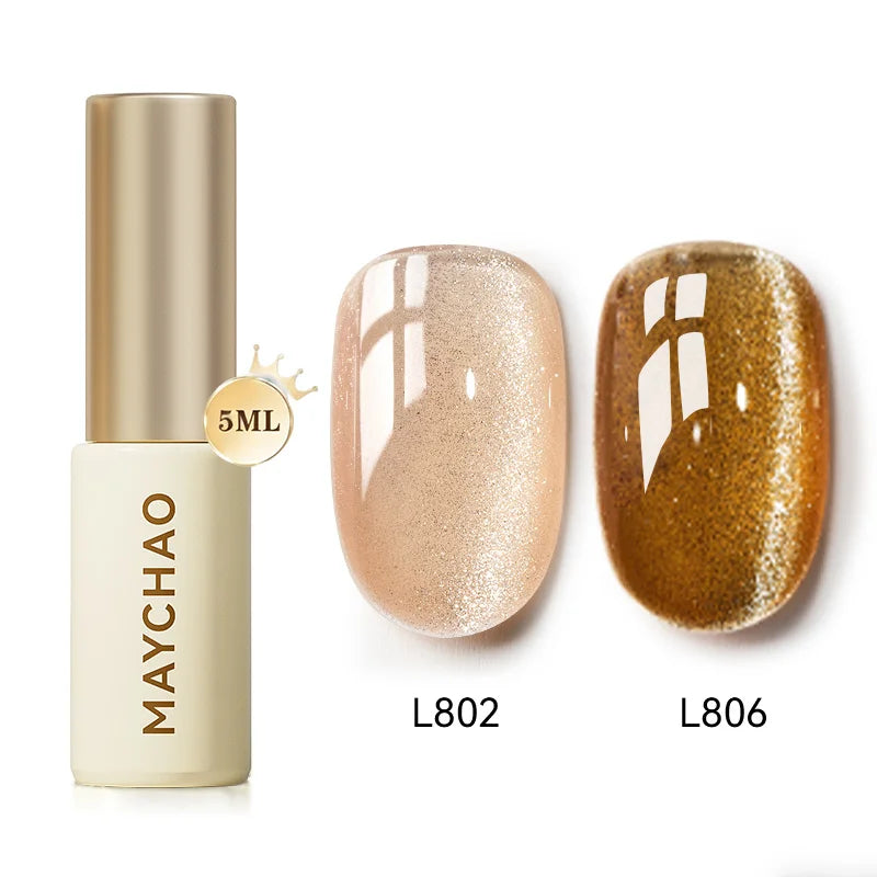 MAYCHAO 5ML Gel Nail Polish 9D Laser Diamond Glitter Cat Eye Gel Semi-Permanent Soak Off UV LED Gel Nail Manicure Tools Nail Art