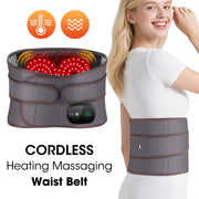 Heating Vibration Massager Belt, Dual Red Light Hot Compress Waist Support Brace Waist Back Massage Lumbar Support Belt