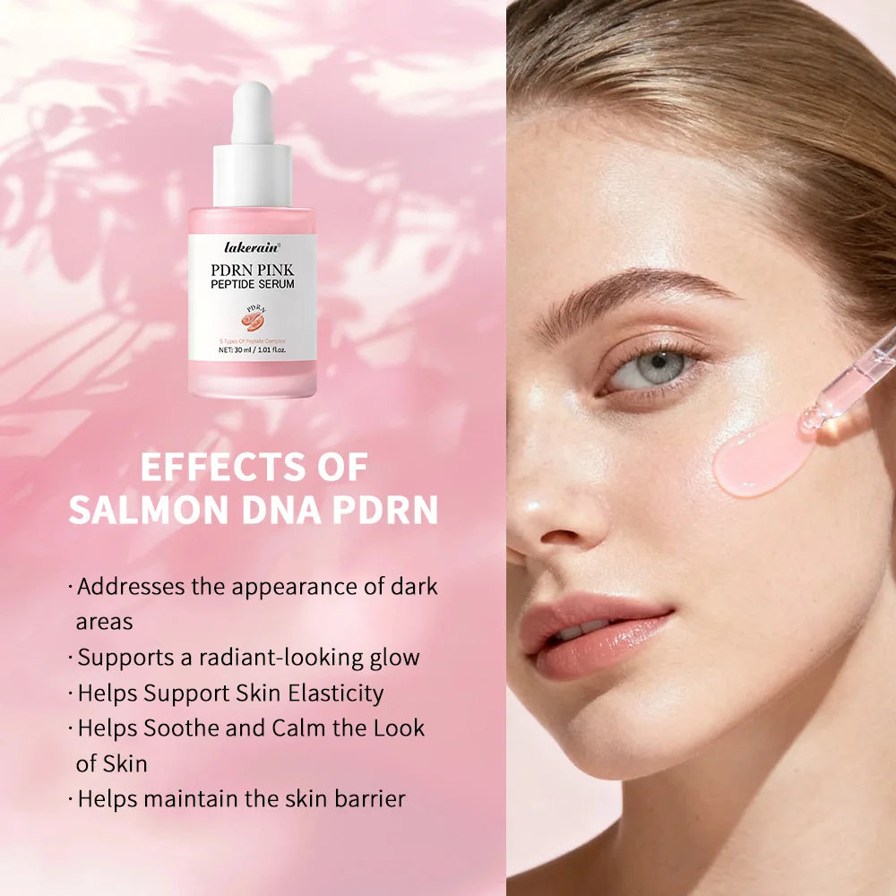 2Pcs Korean Glass Glow Skin Set, Salmon DNA PDRN Pink Peptide Serum With Niacinamide Milky Toner, Hydrating Soothing Firming Kit