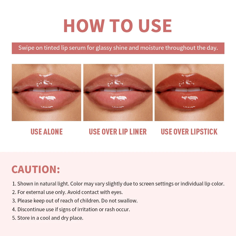 Lakerain Glaze Blaze Tinted Lip Serum Moisturizing Repairing Nourishing Lip Tint Glow Liquid Lip Gel Hydrating Lips Care Makeup