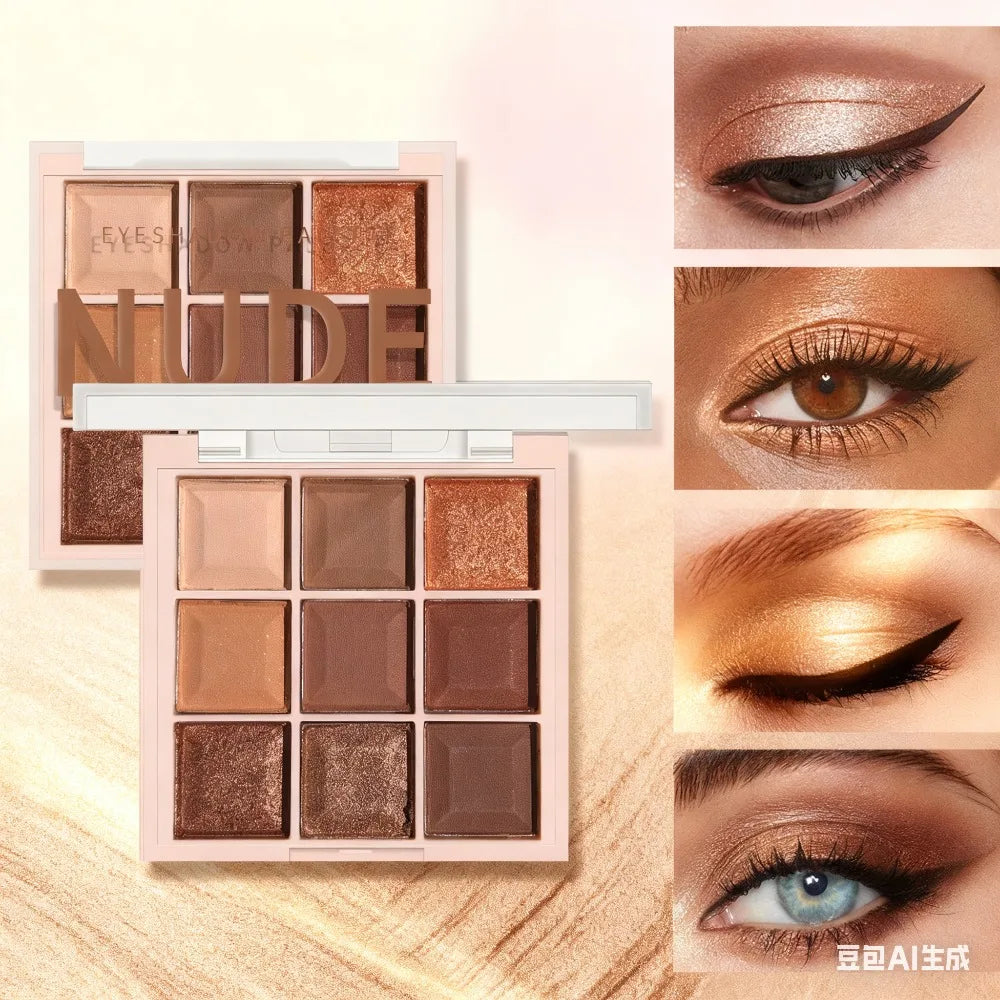 9 Color Chocolate Eyeshadow Palette Matte Shimmer Natural Nude Waterproof Sweatproof Christmas Makeup Gift