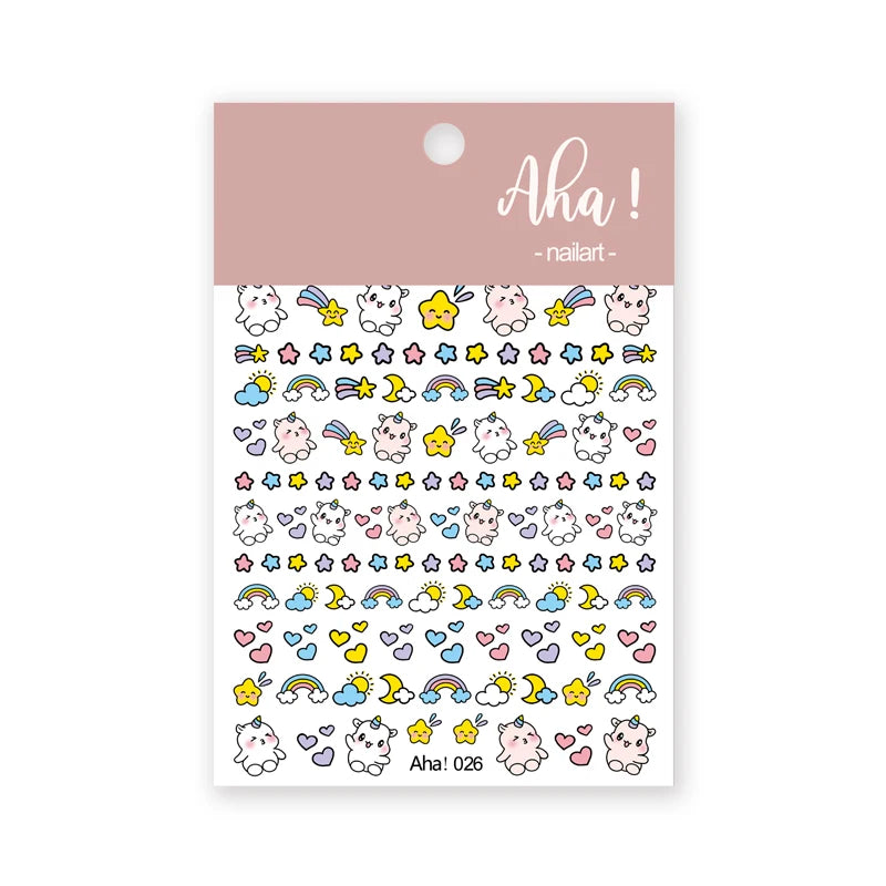 1pc Cute White Cloud Nail Stickers Ultra Thin Nail Art Stickers Self Adhesive Decals Star Moon/Flower/Clouds Kawaii Nail Decals