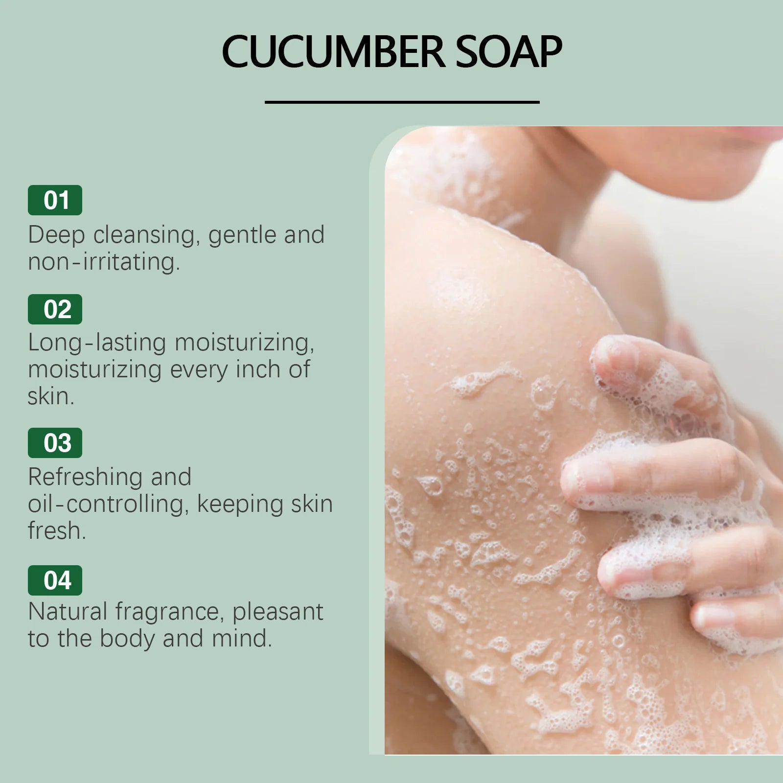 Cucumber Soap Handmade Oil Control Removing Acne Dirt Improving Skin Luster Refreshing Nourishing Bath Wash Face Body Cleansing