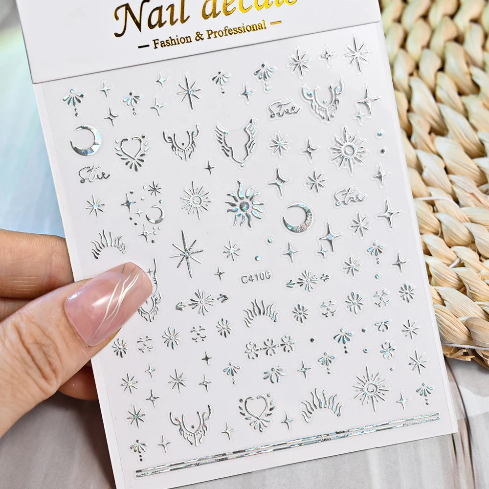 1pcs Star-Themed Nail Art Stickers 3D Self-Adhesive Plastic Decals With Glitter Finish Anime Rectangle Shape Ideal For DIY Nails