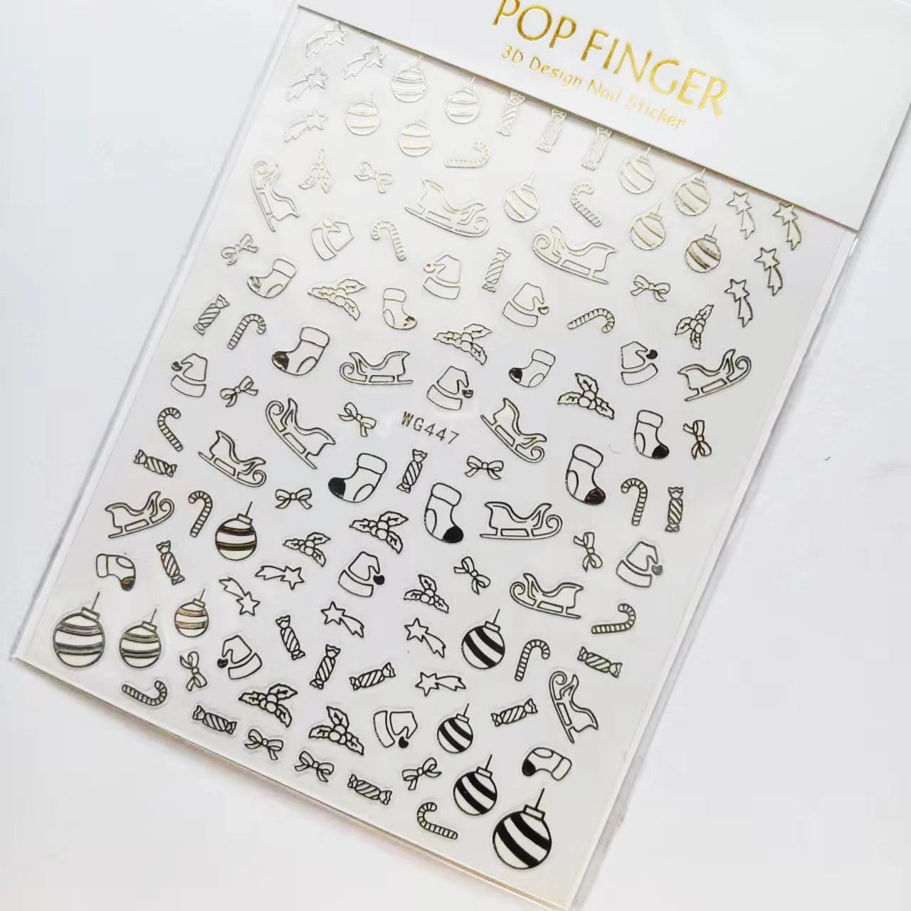 Sliver Bronzing 3D Christmas Nail Art Decoration Sticker Sparkly White Colorful Glitter Geometry Snowflake Winter Slider Foil