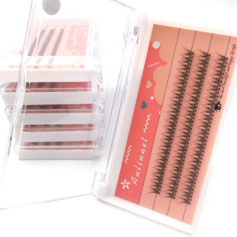 Anlinnet  M Shape Professional Makeup Individual Lashes Cluster Spikes lash Wispy Premade Russian Natural Fluffy False Eyelashes