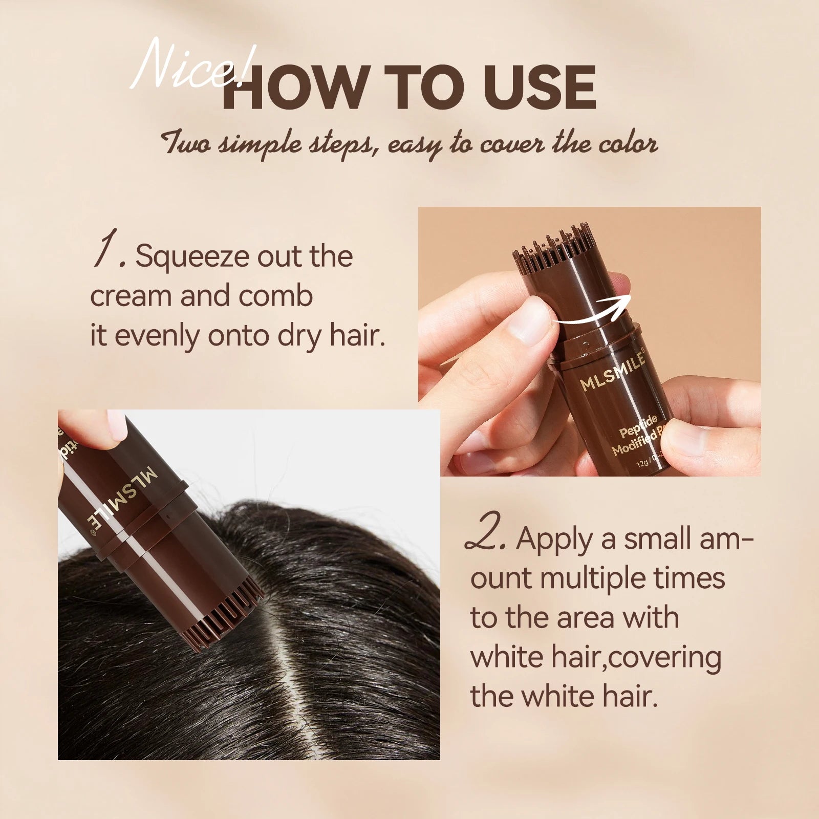 MLSMILE Multifunction Peptide Hair Dyeing Stick Hair Care And Repair No Objectional Odor Hair Color Cream 2025 New