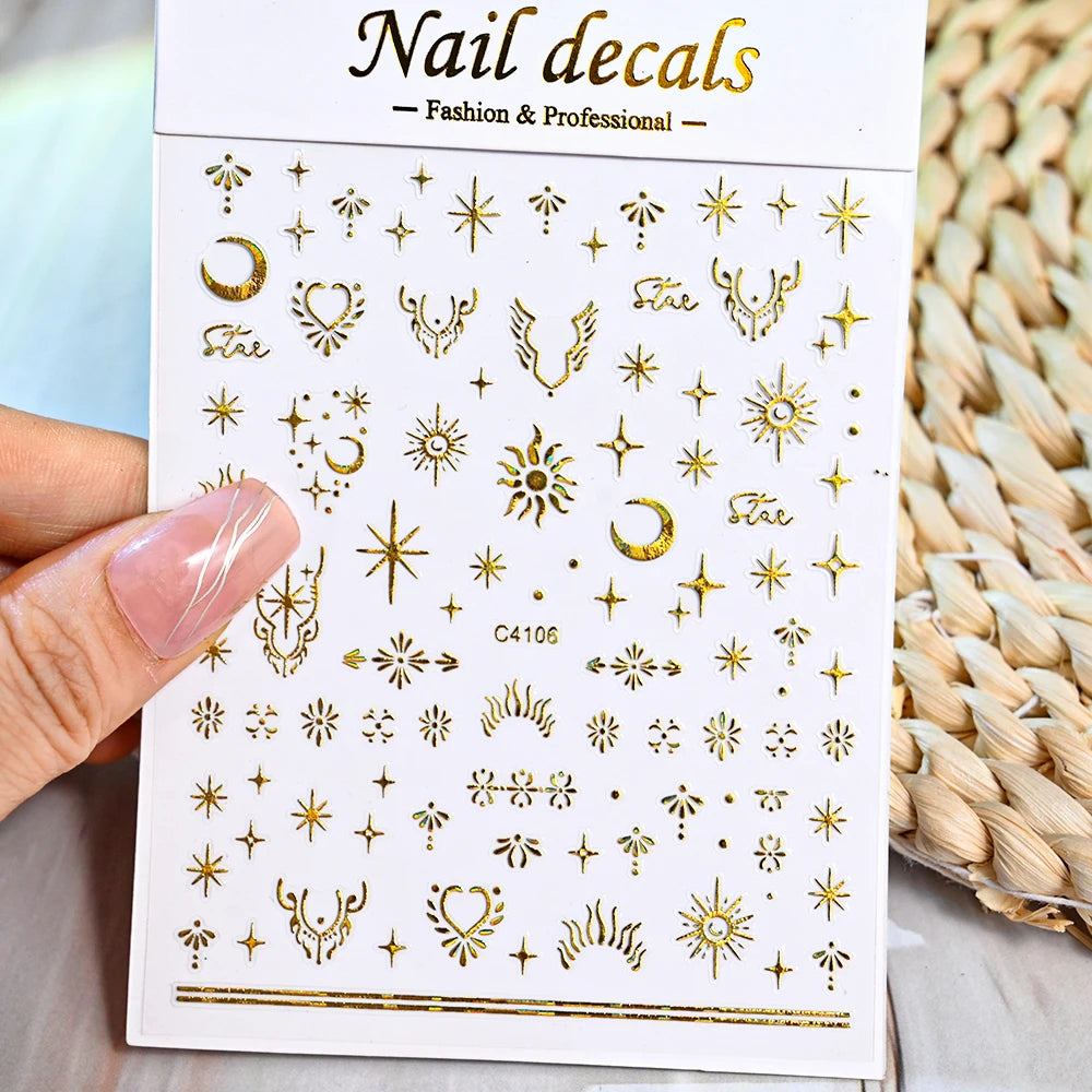 1pcs Star-Themed Nail Art Stickers 3D Self-Adhesive Plastic Decals With Glitter Finish Anime Rectangle Shape Ideal For DIY Nails