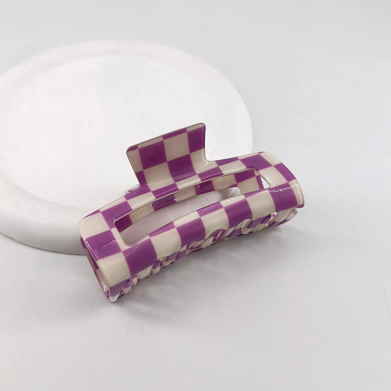 1/6 PCS Colorful Checkered Rectangle Hair Claw Clips For Women Girls Fashion Hair Clips For Styling Claw Clamps Hair Accessories