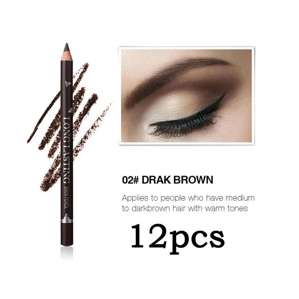 6pcs MENOW 3 Colors Long Lasting Waterproof Eyebrow Pencils Double Use Wooden Pole Eyeliner Permanent Makeup Tattoo Accessories