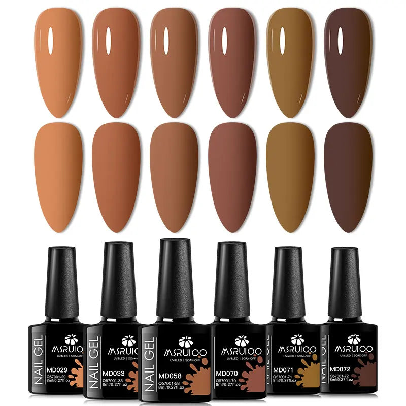 6pc All-Season Colors Gel Nail Polish Set UV LED Soak Off Nail Art Supplies Semi Permanent DIY Manicure Salon Nails Design