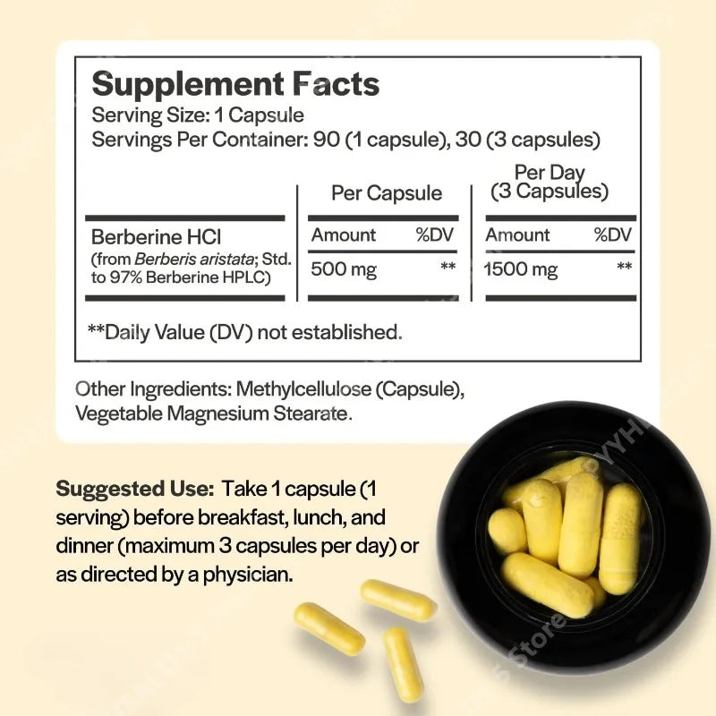 Berberine Supplement 1500mg | Berberine 500mg Per Capsule Supports Metabolic Profiles Hormonal Balance Berberine Supplements