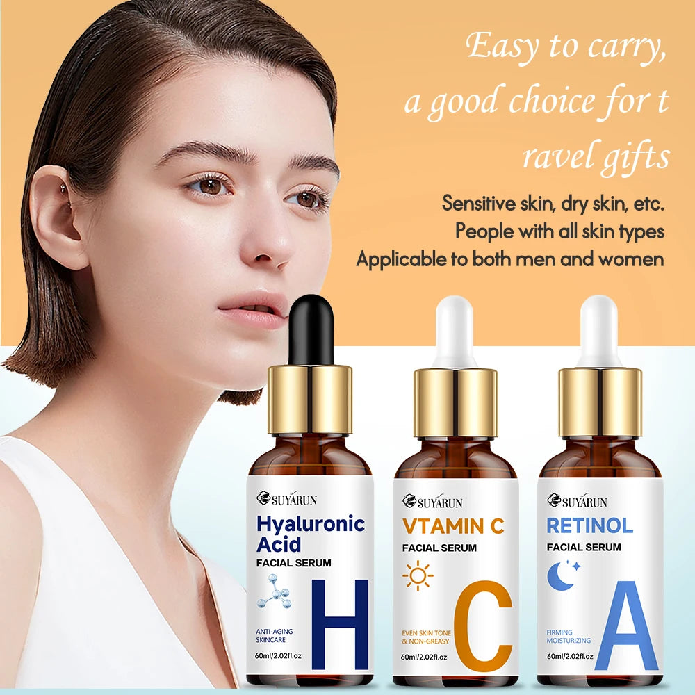 SUYARUN Vitamin C + Retinol + Hyaluronic Acid Serum Duo | Anti-Aging Brightening & Hydration Combo | For All Skin Type.