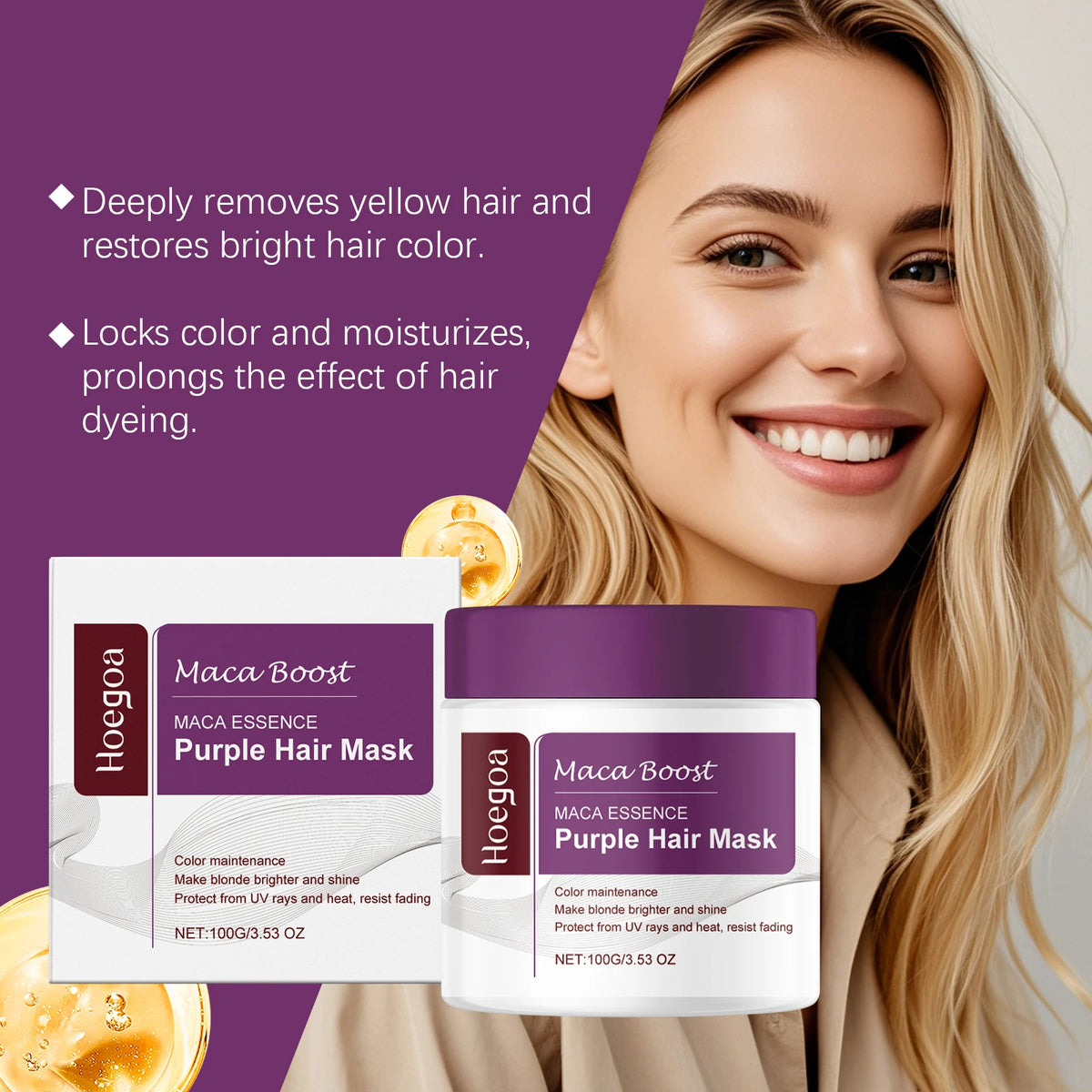 Purple Hair Mask Moisturizing Strengthen Hair Color Protection Reduce Frizzy Damage Hair Care Product Soft Straightening Shampoo