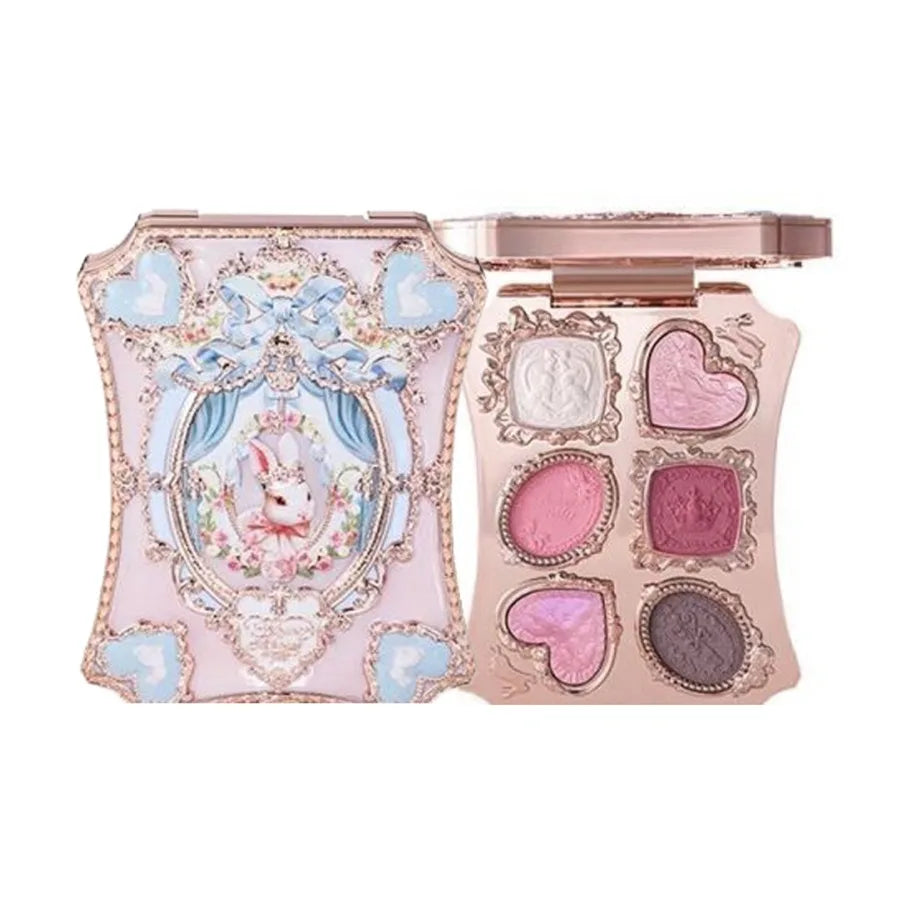 Flower Knows Garden Matte Pearlescent Powder Fine Six Color Eye Shadow Contour Palette Long Lasting Makeup Glitter Eyeshadow