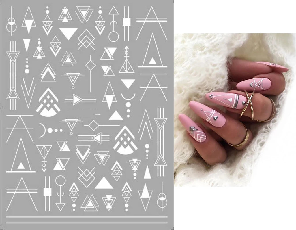 Shiny Gold Star Moon Sun Nail Stickers for Manicure Accessories Heart Feather Animals Printing Self Adhesive Nail Wrap