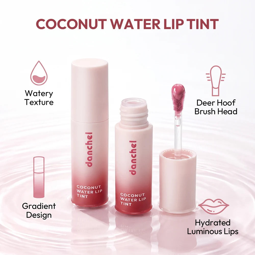 Coconut Water Lip Tint Long-lasting Hydration Flawless Full Color Glossy Finish Non-Sticky Waterproof Smudge-Resistant Lip Tint