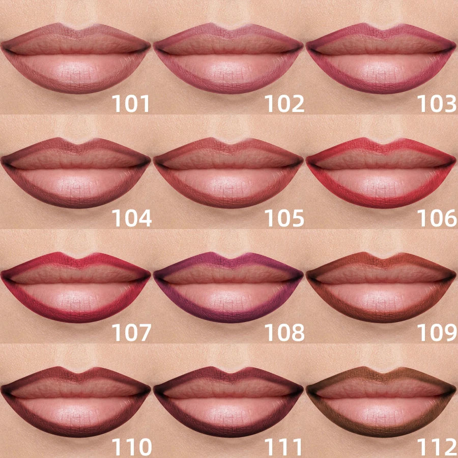 12 Colors Matte Lip Liner Pen Long Lasting Lip Glaze High Pigment Lip Tint Waterproof Red Brown  Lipliner Korean Makeup Gifts
