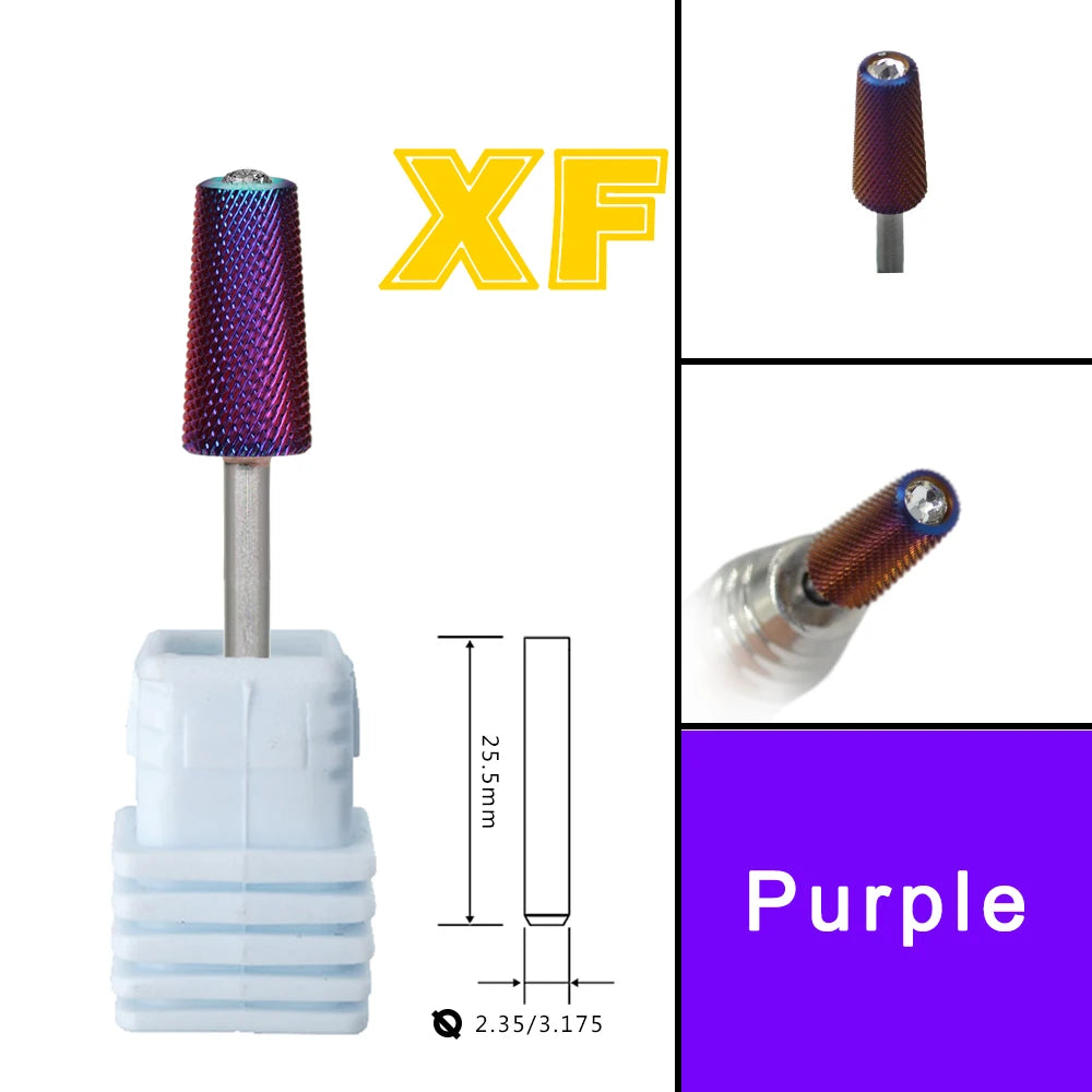RolinStar 6.6 Safety Large Diamond Crystal Trapezium Tapered Barrel purple  steel Carbide milling cutter nail drill bit
