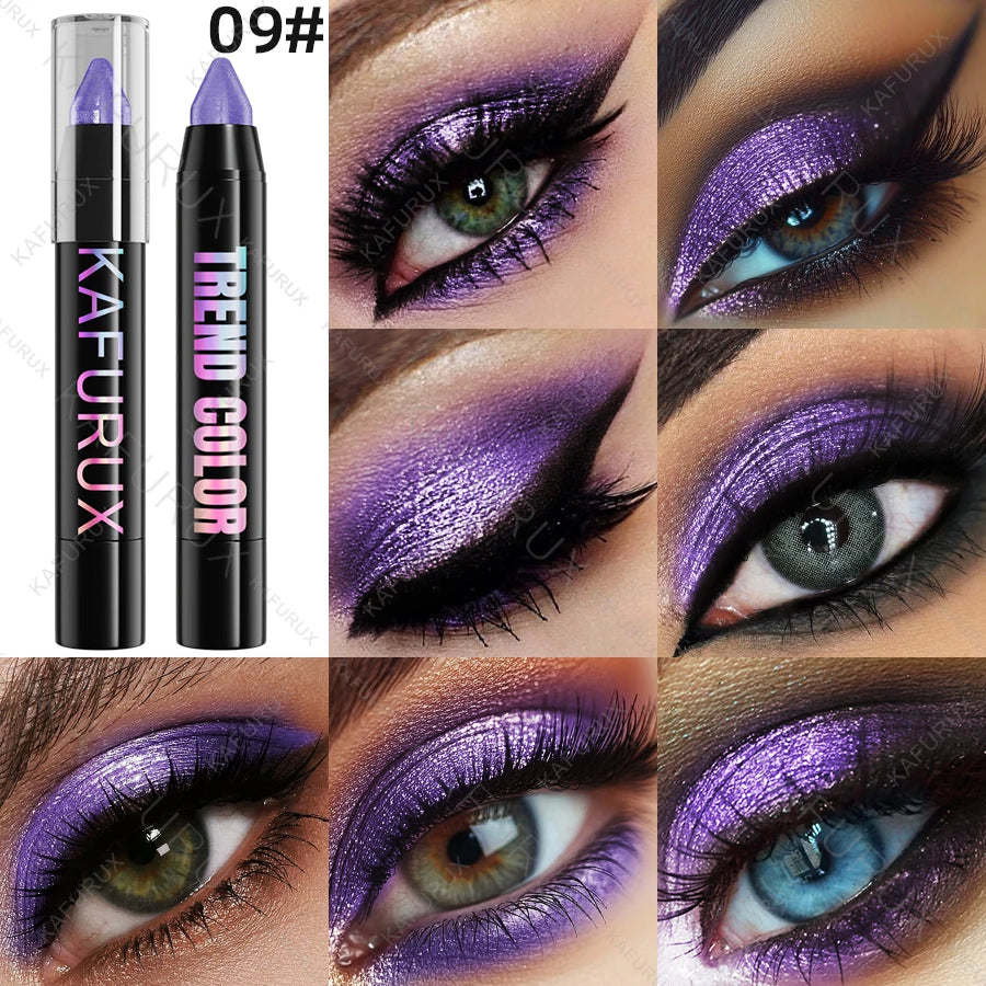 1PC Metallic Glitter Eyeshadow Pencil Waterproof Pearlescent Nude Eye Shadow Green Blue Brown Makeup Gift Eye Pen Cosemtic