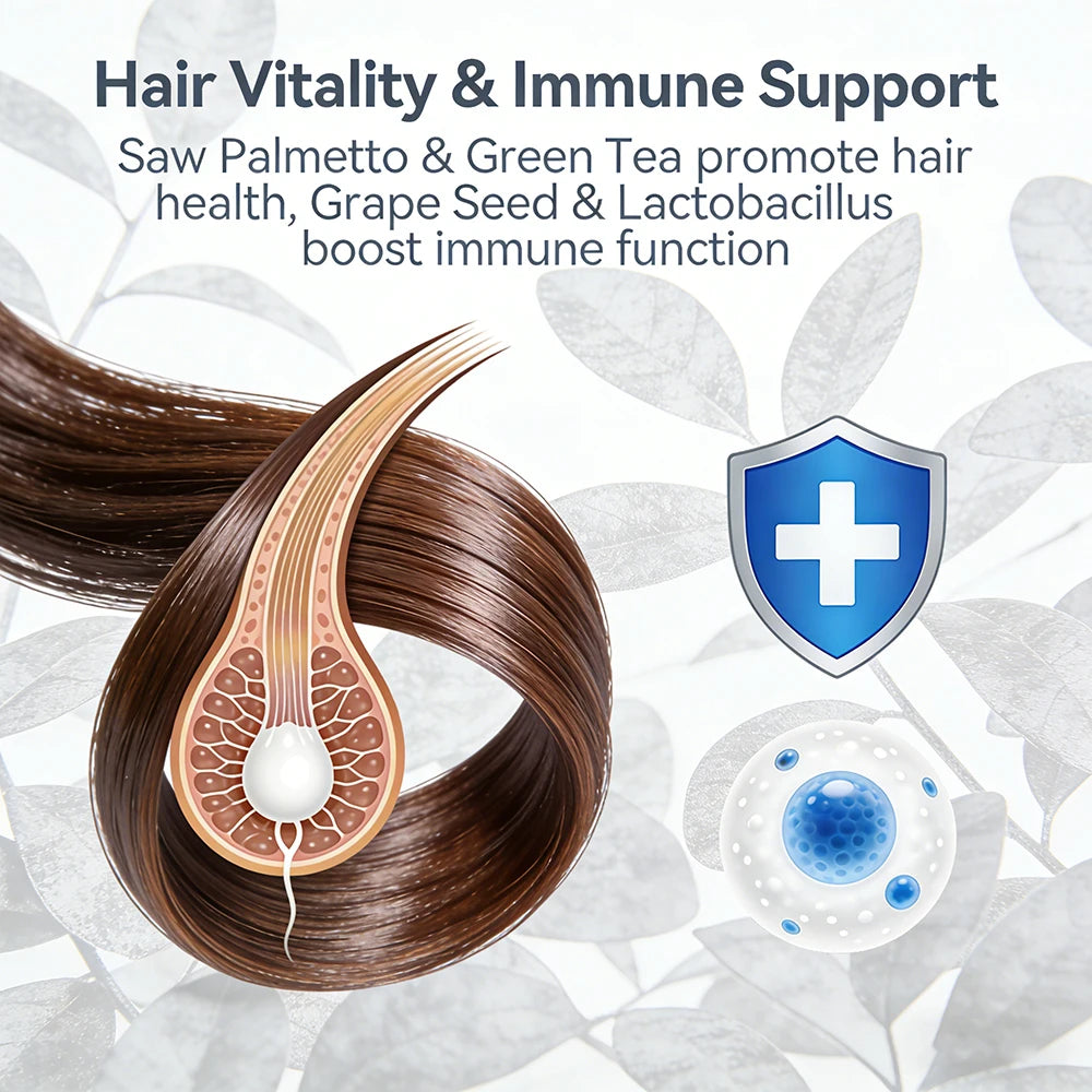 DHT Blocker Supplement with Saw Palmetto-Supports Hair Regrowth, Strengthens Hair & Scalp, Boosts Hair Thickness for Men & Women