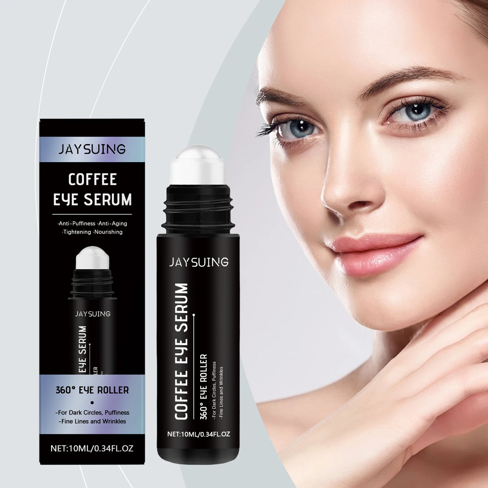 Coffee Eye Roll-On Serum - 10ml Depuff & Reduce Puffiness, Brighten & Nourish, Cooling Massage For Under-Eye Care