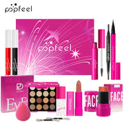 POPFEEL Pink Makeup Set Gift Box - Kit with Eyeshadow, Blush, Lipstick for Girls - Perfect Birthday or Special Occasion Present