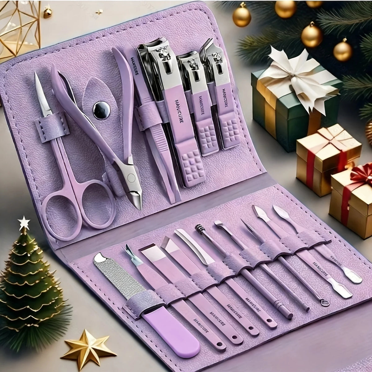 16Pcs Manicure Pedicure Tool Set Stainless Steel Nail Clipper Kit with Storage Bag Cuticle Nail Care Beauty Grooming Tools