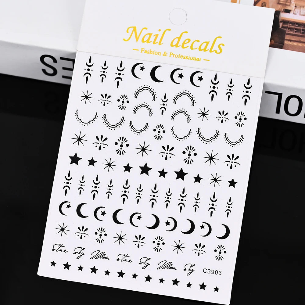 1pcs Star-Themed Nail Art Stickers 3D Self-Adhesive Plastic Decals With Glitter Finish Anime Rectangle Shape Ideal For DIY Nails