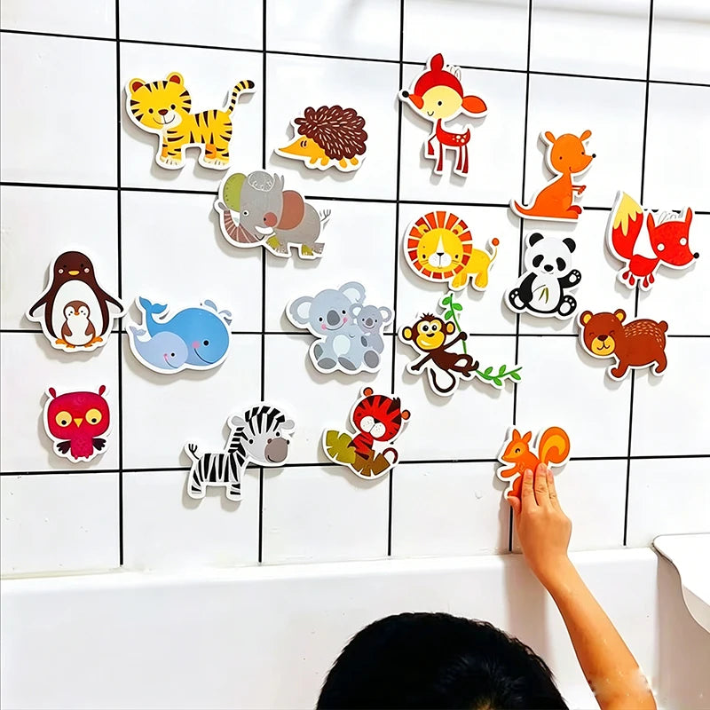 Baby Toy Animal Bath Toys for Kids Soft EVA Paste Bathroom Toys Animal Cognitive Floating Water Toys for Boys Girls 2 to 4 Years