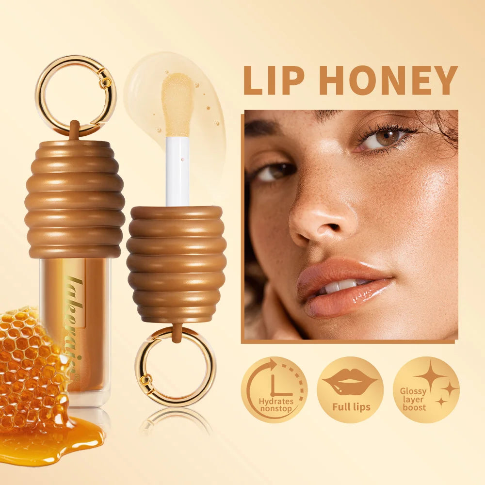 Lip Honey Lip Oil Lip Plumper Hydration Long Lasting Moisturizing Smooth Nourishing Non Sticky Bag Clip Ring Cosmetics Lip Balm