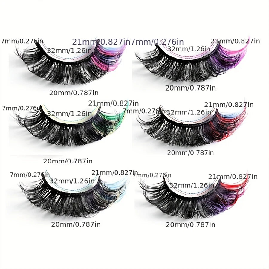 6 Pairs of Color 8D Fluffy Curly False Eyelashes, Magnetic Eyeliner Pen Is Not Easy to Smudge and Do Not Leak Eyelashes Set