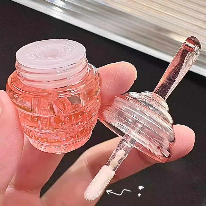 Small Honeypot Lip Oil Long Lasting Moisturizing and Fading Lip Pattern Water Lip Balm Liquid Lipstick Lipgloss Makeup Cosmetics