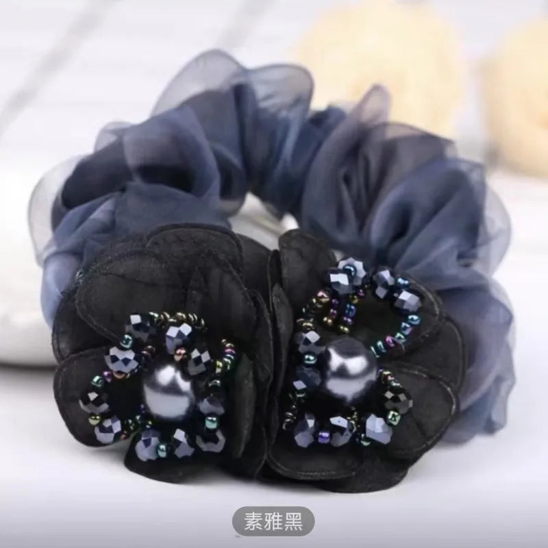 Women Lace Hair Scrunchies  Bow Hair Fantaisie Tie High Elasticity