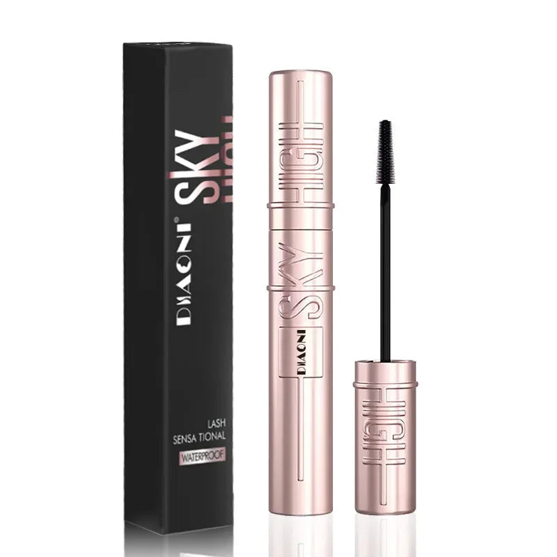 DIAONI Black Waterproof Volumizing Mascara - Sky-High Curl Smudge-Proof Lengthening Long-Lasting Makeup for Eyes