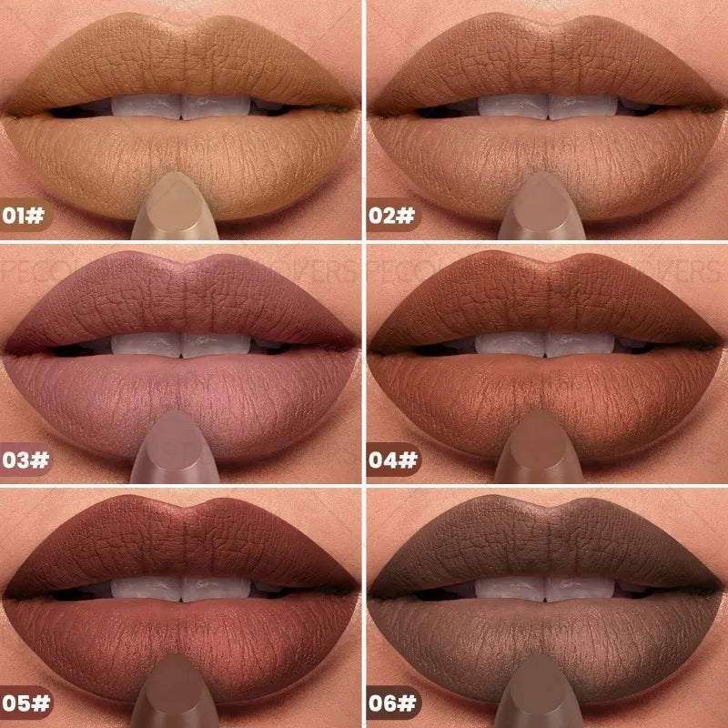 1pcs Multi-color Lipstick, Brown Lip Gloss, Waterproof and Long-lasting, Full and Charming Lips, Lip Cosmetics