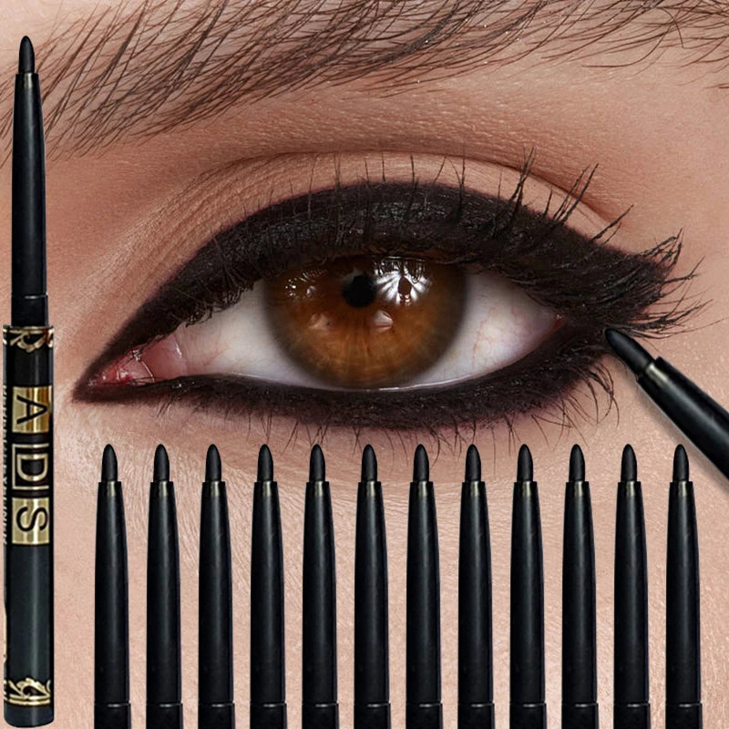 1/2/5/12pcs Waterproof & Sweat-Proof Black Eyeliner Pencil Eye Liner Gel Pen Long-Lasting Anti-smudging for Bold Eye Makeup