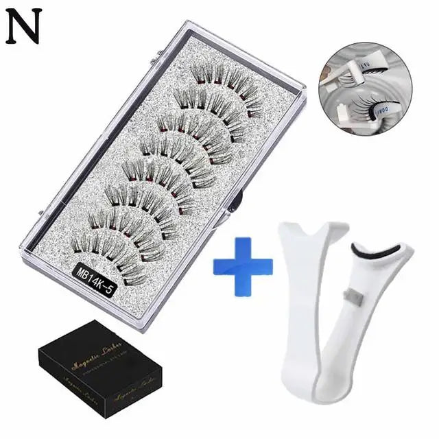 3D Natural Magnetic Eyelashes,With 5 Magnetic Lashes Eyelashes Handmade False Gift Reusable Magne T6N2