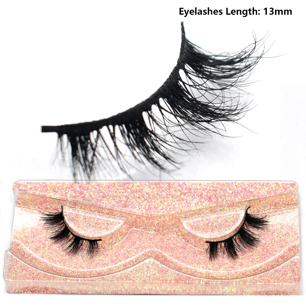 Half Lashes Short Mink Eyelashes Fluffy Soft False Eyelashes Wispy Cross Strip Eye Lashes Natural Mink Eyelash Extension Makeup