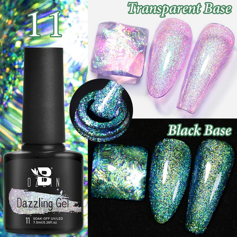 AWStorG Intense Rainbow Cat Eye Gel 5ml Holographic Laser Magnetic Nail Gel Soak Off UV LED Gel Polish Shiny Rainbow Manicur