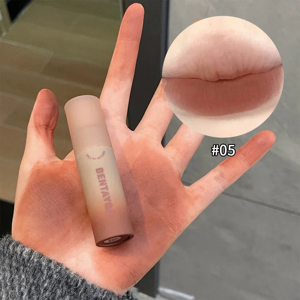 Matte Nude Red Lip Gloss 6Colors Long Lasting Velvet Red Brown Non-stick Cup Lip Mud Pink Liquid Lipstick Korean Makeup Cosmetic