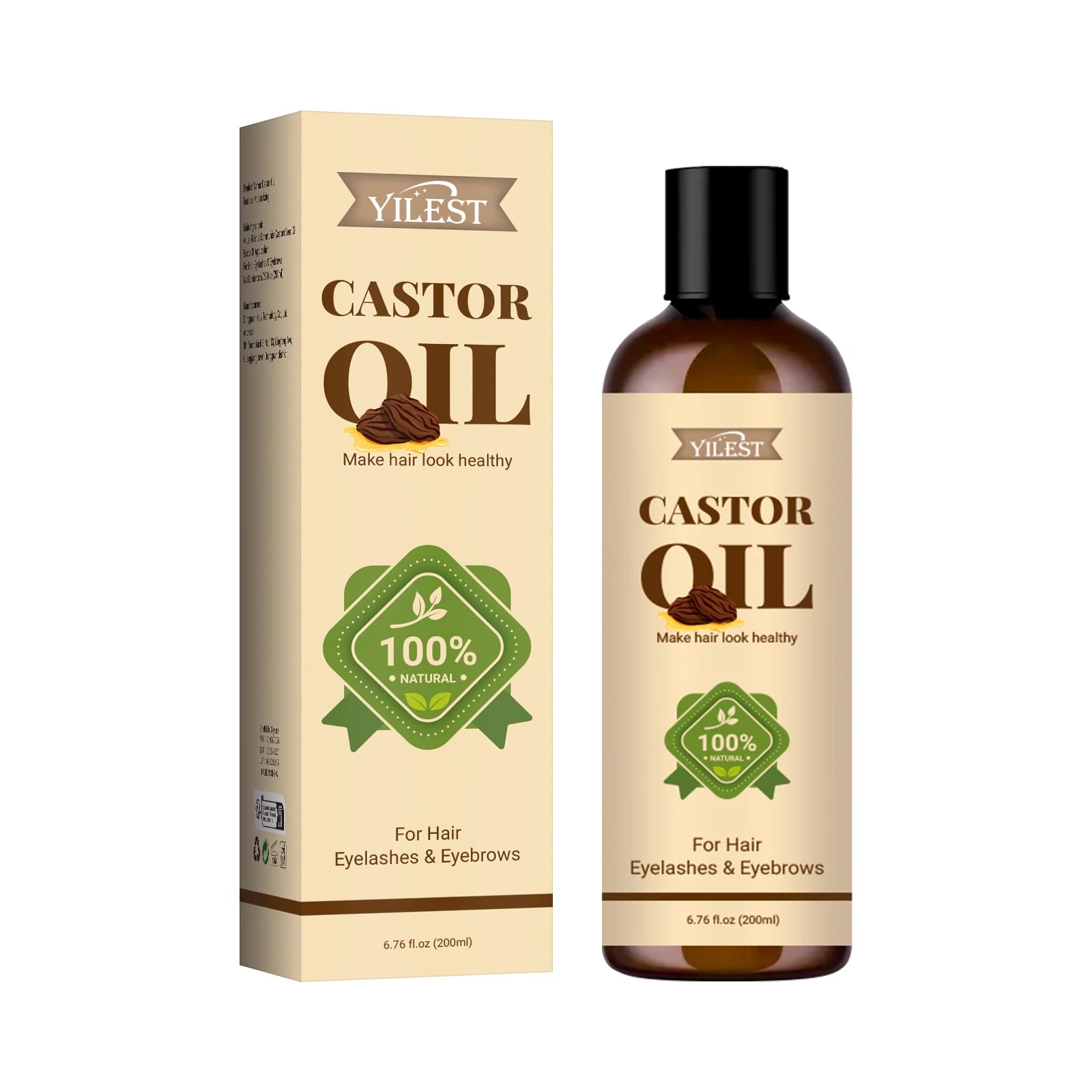 100% Pure Castor Oil 200ml Hair Growth Treatment Eyelashes Eyebrows Moisturizing Strengthen Repair Split Ends Pure Castor Oil